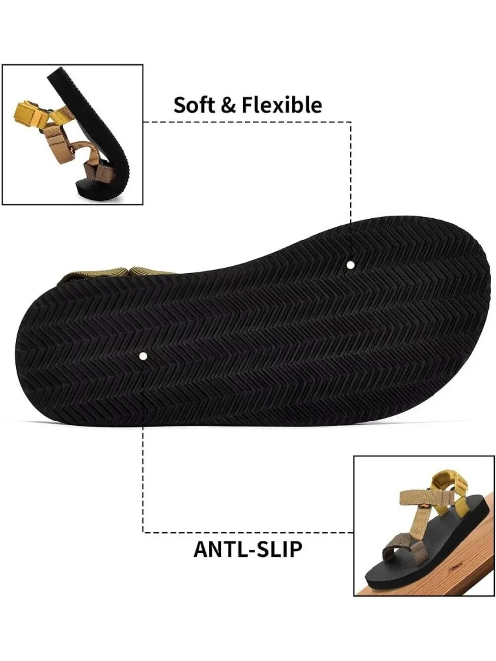 Women's Brown Arch Support Yoga Mat Insole Original Hiking Sport Sandal Shoes